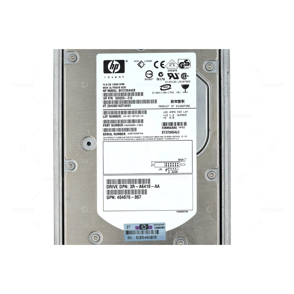 404713-001 HP HDD 72.8GB 15K SCSI U320 3.5" LFF HOT-SWAP